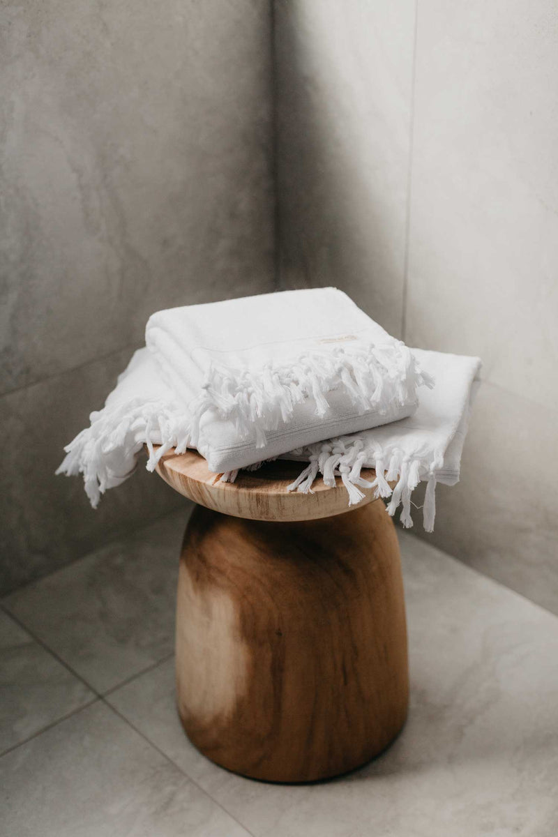 white Terry bath towel