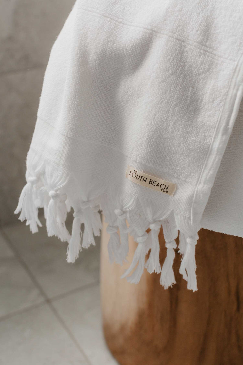 white Terry bath towel