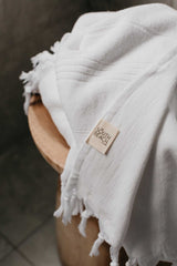 white Terry bath towel