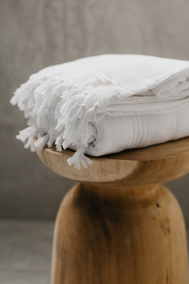 white Terry bath towel