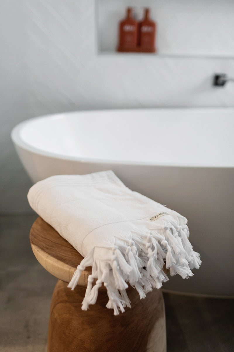 Turkish Terry Back White Towel
